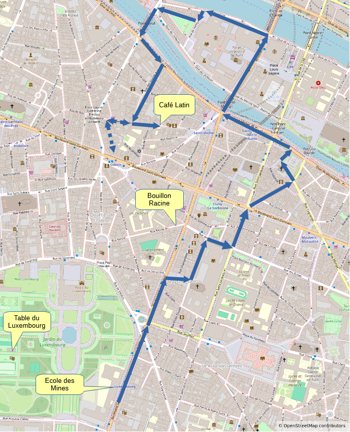 Map of Latin Quarter tour